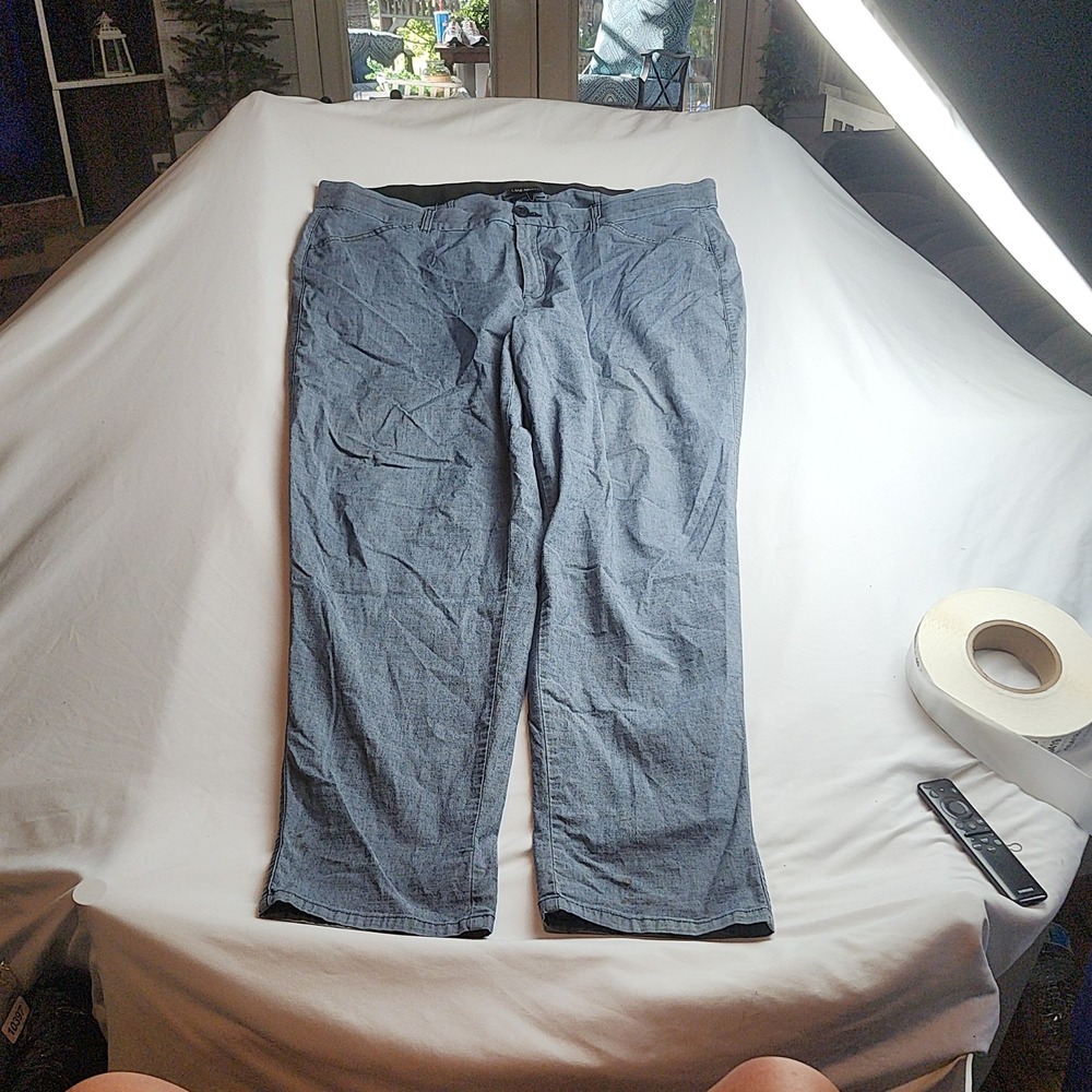 Lane Bryant Trouser Pant Chambray Blue Cotton Blend Plus Women's Size 22